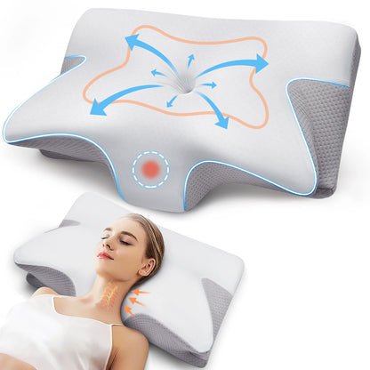 2026 NEW Butterfly-shaped comfortable pillow, soft memory foam pillow, neck support, neck pain relief, neck pillow