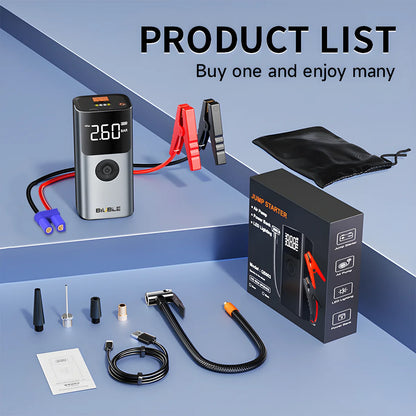 4 In 1 5000A Car Jump Starter 150PSI Air Pump 12V Battery Booster for 8.0L Gasoline and 6.0L Diesel Engines