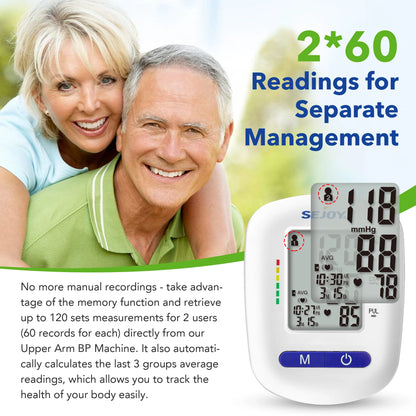 Sejoy DBP Blood Pressure Monitor Upper Arm Automatic BP Cuff Machine with LED Display for Home Use Health Care