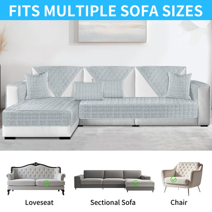 Soft Flannel Sofa Covers Washable Sofa Cushion Covers Non-Slip Couch Slipcovers for Sectional Sofa L Shape Furniture Protector