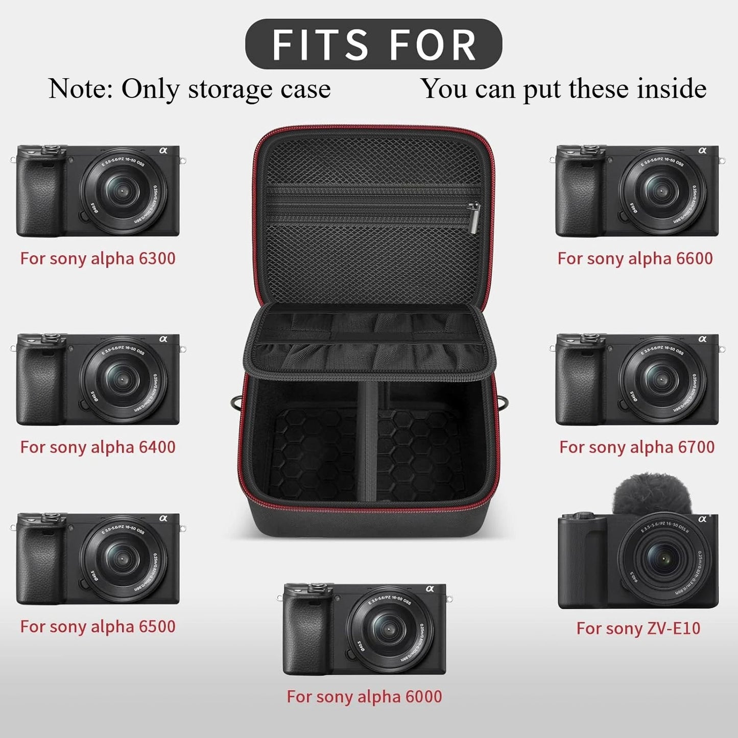 Camera Case for Sony Alpha ZV-E10 Alpha a6400/ a6700/ a6100/ a6000/ a6600/ a6500 Mirrorless Digital Camera, Hard Travel Bag with