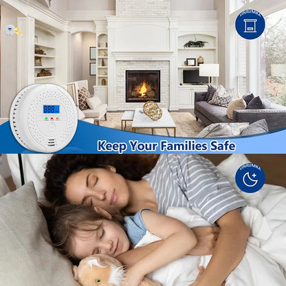 2025 New Version Carbon Monoxide Detector Alarm Sensor 85dB Sound Warning LCD Digital Display Home Security CO Poisoning Siren