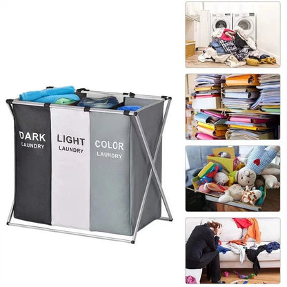 1/3 Grids Dirty Clothes Laundry Basket Storing Waterproof Oxford Storage Bags Portable Foldable Clothing Toy Household Organizer