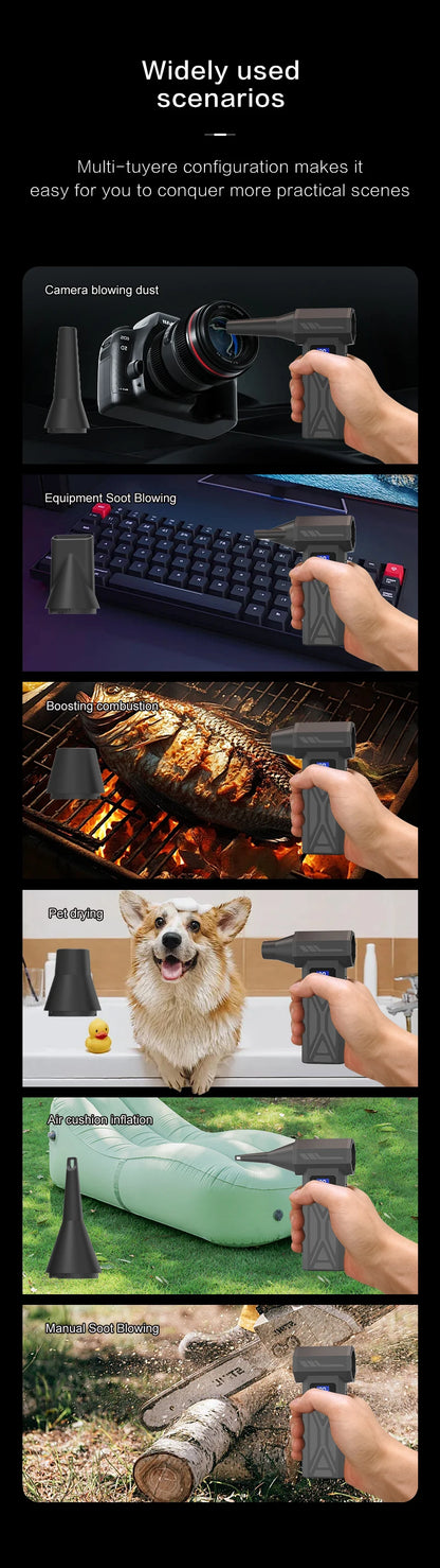 Powerful Air Blower 110000Rpm 4 Gear Adjustable Turbo Jet Blower With Led Light Battery Display Cordless Compressed Air Duster