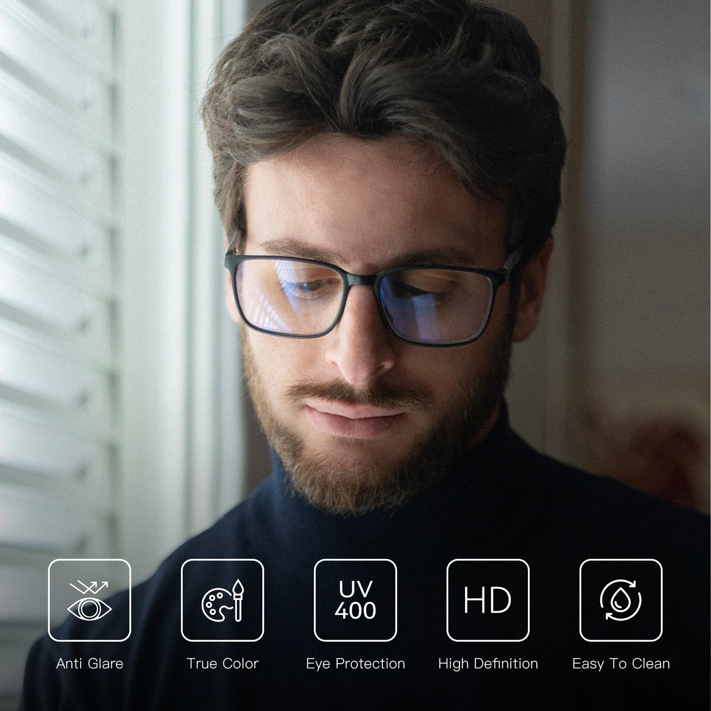 ZENOTTIC Fashion Square Anti Blue Light Blocking Reading Glasses Men Sport Readers Eyewear Unisex Anti Glare Computer Eyeglasses