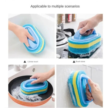 Kitchen Bathroom Toilet Cleaning Magic Sponge Glass Wall Cleaning Bath Brush Handle Sponge Ceramic Window Slot Clean Brush