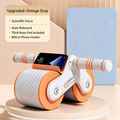 Auto Rebound Double Wheel Ab Roller With Phone Holder Non‑Slip Abdominal Exercise Roller Core Workout Equipment For Fit Beginner