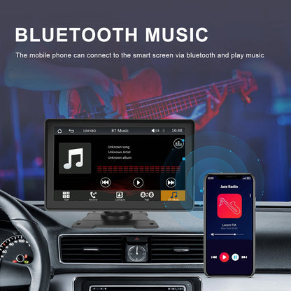 Podofo 7'' Wireless Carplay Android auto Monitor Car MP5 Player For Universal Bluetooth FM Radio Receiver TF/USB Rear View