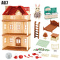 Simulation Kitchen Forest Family Small House Double Three- Story Villa Reindeer  Animal Model Girl Dollhouse Furniture Toy Gifts