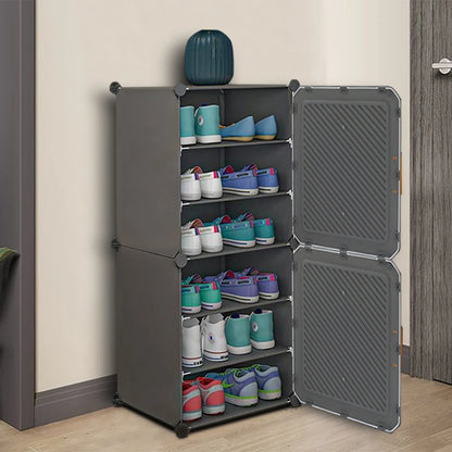 Multi-Tier Adjustable Shoe Storage Cabinet with Doors