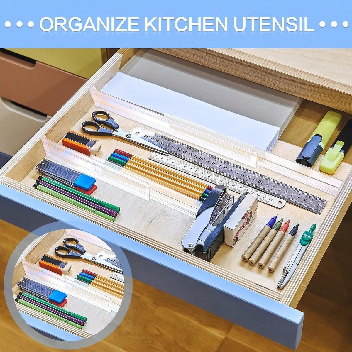 1/2/4/6/8PCS Drawer Wardrobe Dividers Organizers Expandable From Kitchen Drawer Organizer, Clear Plastic Partition Plate Tools