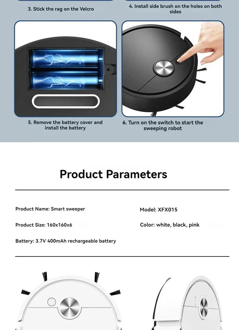 2026 Model Sweeping Robot Automatic Home Mini Cleaning Machine USB Charging Smart Sweep Mop 5-In-1 Vacuum Cleaner New