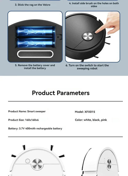 2026 Model Sweeping Robot Automatic Home Mini Cleaning Machine USB Charging Smart Sweep Mop 5-In-1 Vacuum Cleaner New