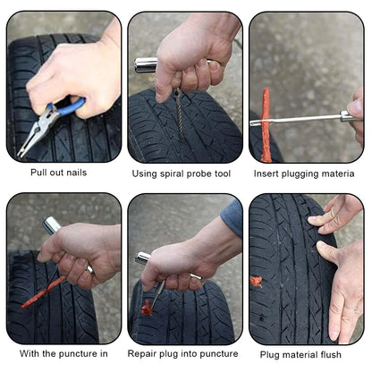 [UK STOCK] 22pc Car Tire Repair Tools set Tire Repair Glue, Glue Strips, Allen Wrench Motorcycle Bike Auto repair Wrench