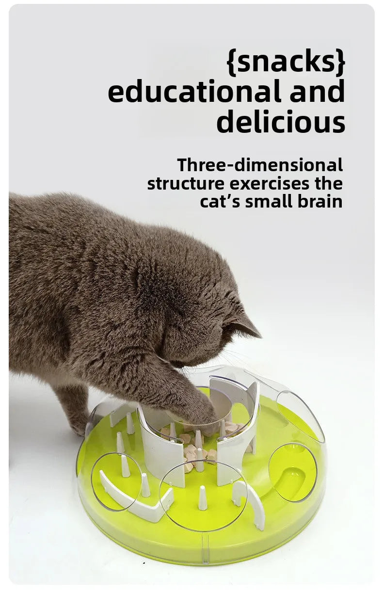 Interactive Cat Slow Feeder Puzzle Maze Toy, Anti-Choke Pet Treat Dispenser Bowl for Kitten Small Dog, Food Grade Interactive Fe