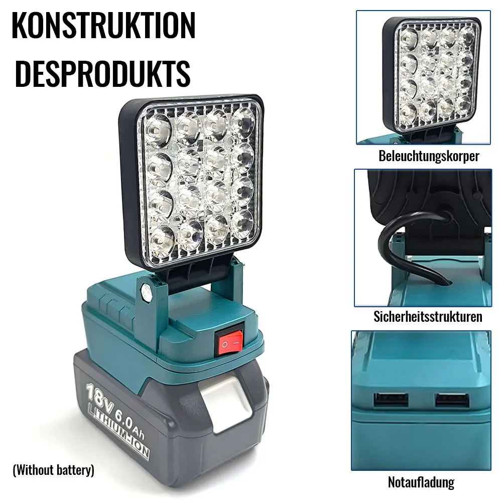 For Makita 14.4V-18V Li-ion Battery Lantern Outdoor Flashlight Cordless LED Work Light Camping Lamp Emergency Lighting