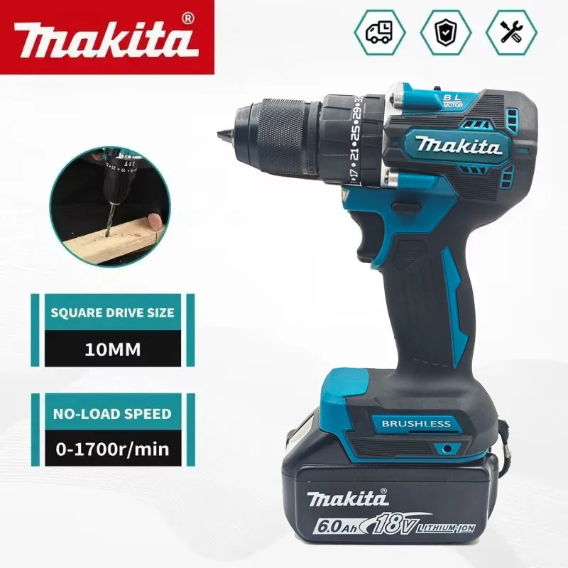 Makita DDF487 (EU-plug)  10mm brushless 18V lithium rechargeable impact drill household hand drill high torque electric screwdriver DDF487