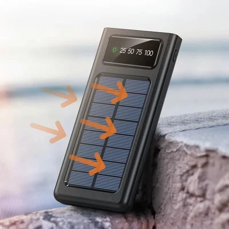 500000mAh 4in1 Solar Power Bank High Capacity 120W Fast Charging USB TypeC LED Light Outdoor Battery For iPhone Samsung 2026 NEW