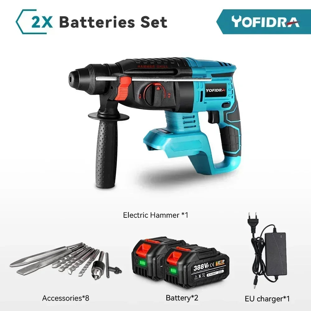 1680W Brushless Electric Hammer Drill 26MM Multifunctional Cordless Rechargeable Screwdriver Tool For Makita 18V Battery Pin