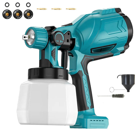 Cordless Paint Spray System, Compatible with Makita 18 V Batteries, Electric Paint Spray Gun with 3 Nozzle and 3 Spray Patterns