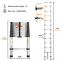 Telescopic Ladder Stainless Steel,load 150kg, Convenient Extendable ,For Pulling Walls, Changing Light Bulbs,Repairing Roofs,RV