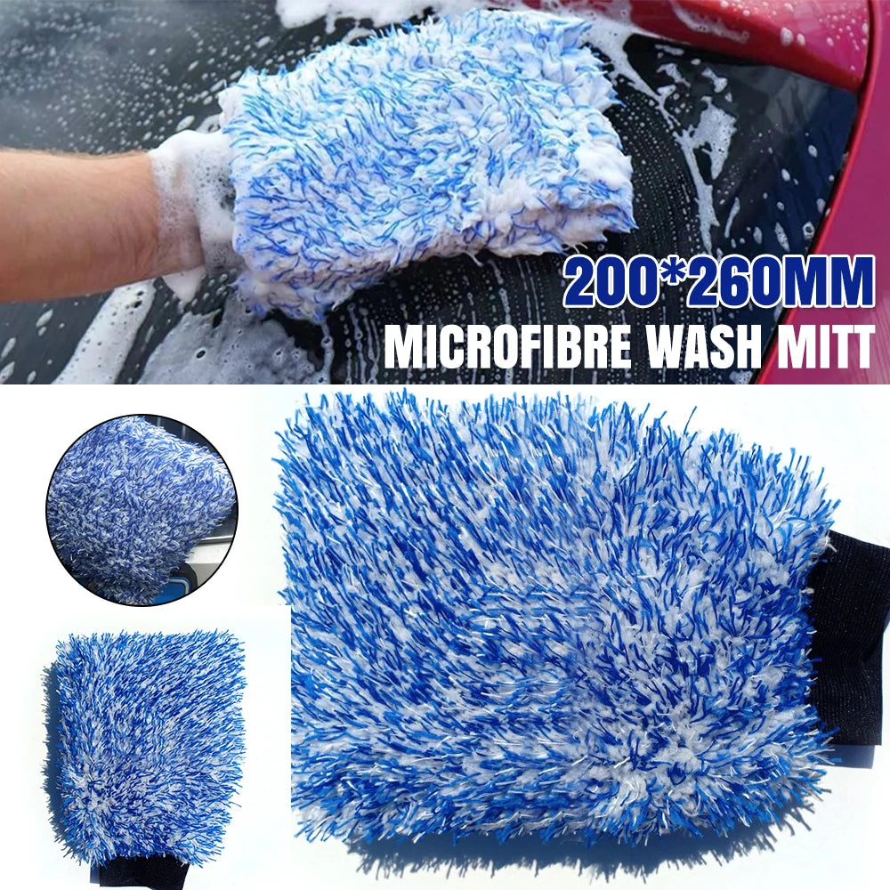 1pc Microfiber Wash Mitt Luxury Car Washing Detailing Cleaning UK