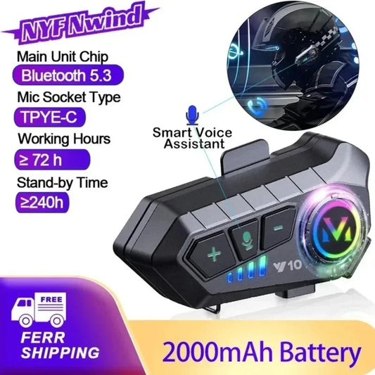 Y10 Bluetooth 5.3 Helmet Headset Wireless Hands-free Call Phone Kit Motorcycle Waterproof Earphone Music Player Speaker for Moto