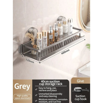 No Drill Suction Cup Suction Bathroom Rack Bathroom Shelf Toilet Space Aluminum Hanging Rack Bathroom Organizer Hang On The Wall