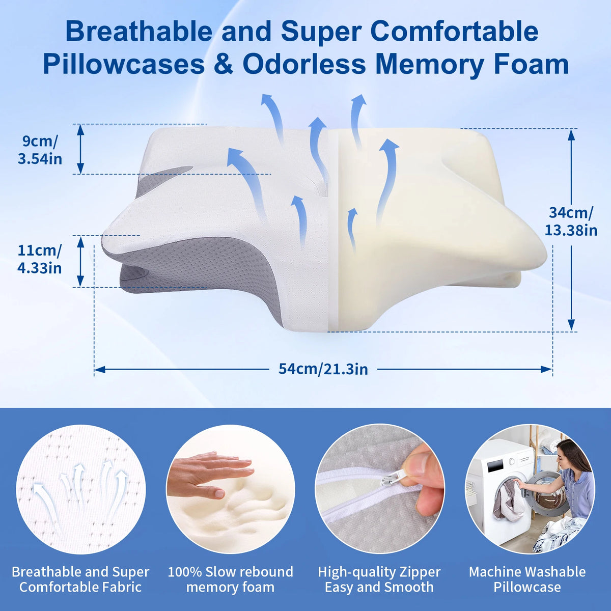 2026 NEW Butterfly-shaped comfortable pillow, soft memory foam pillow, neck support, neck pain relief, neck pillow