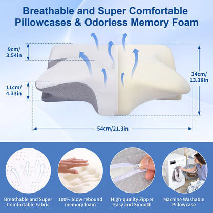 2026 NEW Butterfly-shaped comfortable pillow, soft memory foam pillow, neck support, neck pain relief, neck pillow
