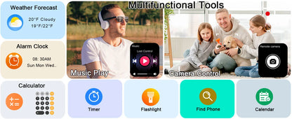 Jugeman 1.91" Smartwatch (Answer/Make Call), IP68 Waterproof Fitness Tracker, 110+ Sport Modes, Heart Rate and Sleep Monit.