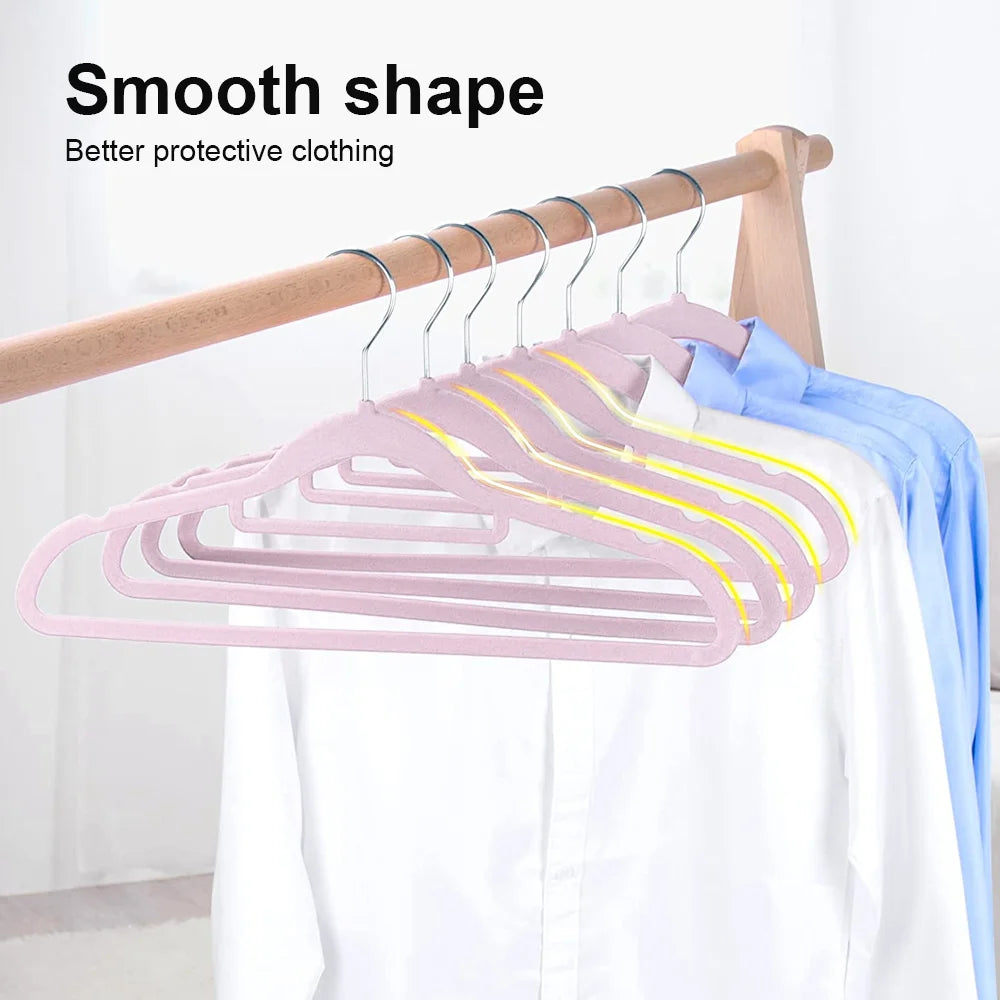 20pcs Durable Flocking Dry Hanger, Household Clothes Drying Rack No Trace Anti-slip, Space Saving, 360°swivel Hook