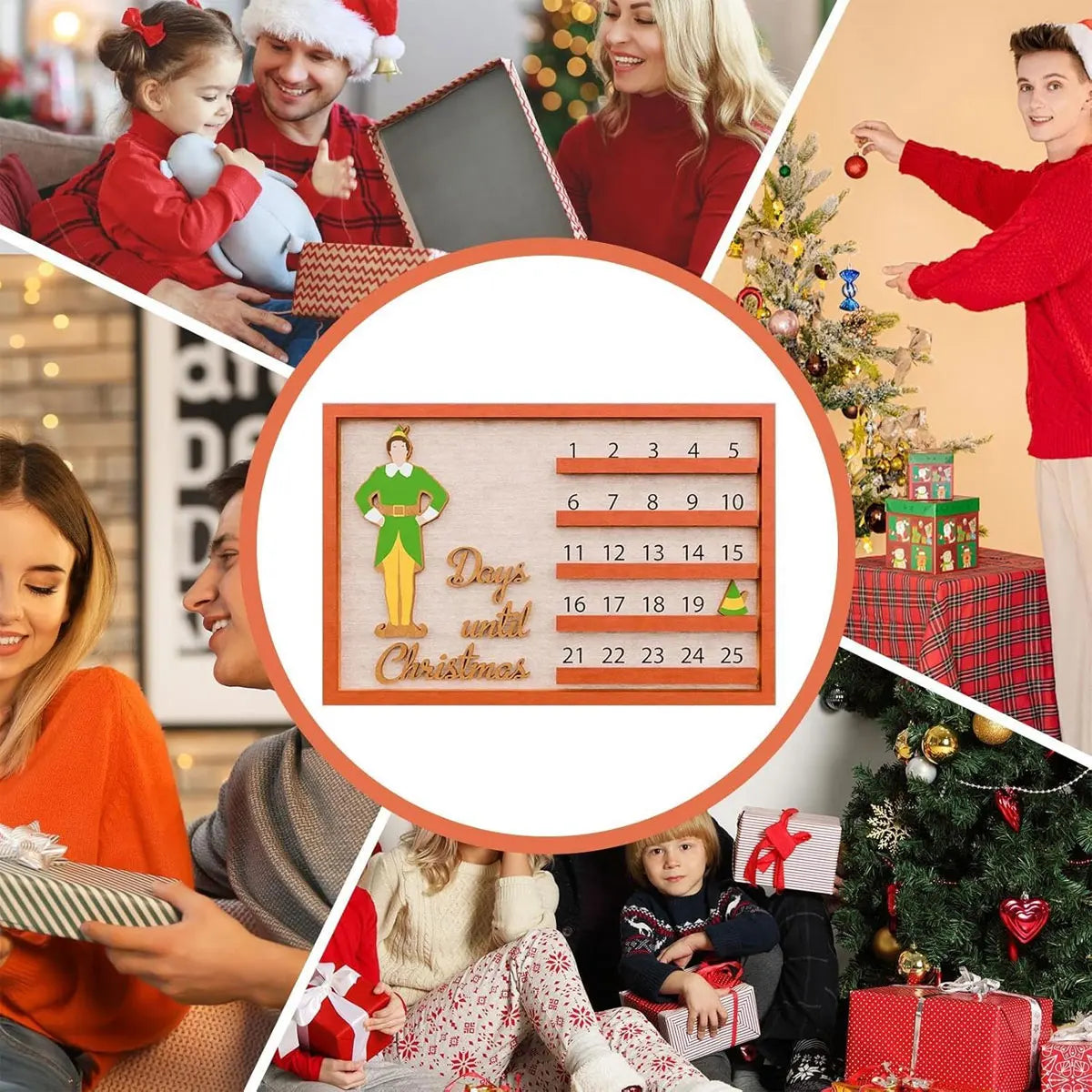 Christmas Calendar Unique Countdown To Christmas Sign Farmhouse Tabletop Number Date Rustic Home Decor Cartoon Patterns Table