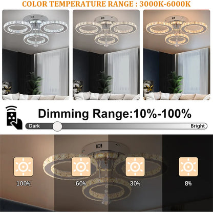 Modern Crystal Chandelier Ceiling Lamp Chrome Flush Mounted Pendant Light Luminari Dining Living Room Plafon Led Hanging Lampara