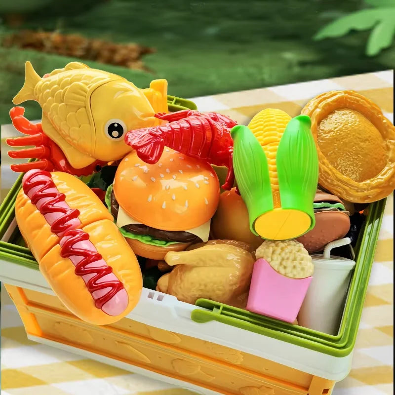 Children's Kitchen Toy Set Simulated Kitchen Cutting Cookware Simulated Fruits Cutting Toys Cooking Accessories for Kids Gift