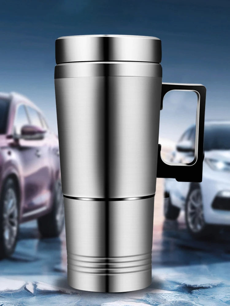 Electric Heating Car Kettle 12V/24V Car Electric Heating Cup 300ML Insulated Drink Mug Stainless Steel Travel Electric Kettle