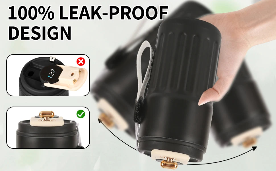 Stainless Steel Vacuum Insulated Travel Coffee Mug LED Temperature Display Insulated Mug with Lid 420ml