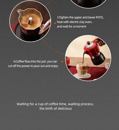 Bincoo Double Valve Coffee Moka Pot Espresso Machine Electric Stove Brewed Coffee Italian Home Outdoor Barista Accessories 220V
