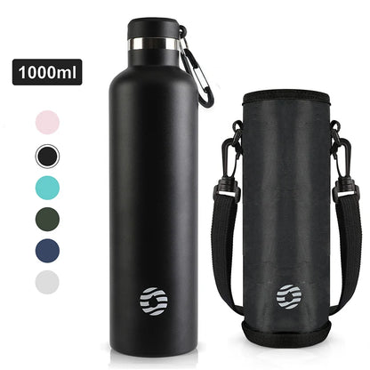 FEIJIAN Stainless Steel Thermos Bottle 1000ml Sports Flask Vacuum Insulated Water Bottle Leak Proof BPA Free