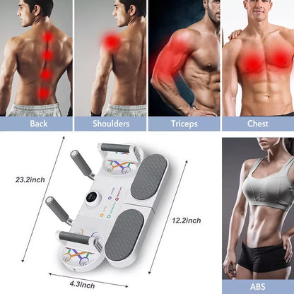 Push Up Board Chest Back Triceps Portable Exercise Workout Station with Timer