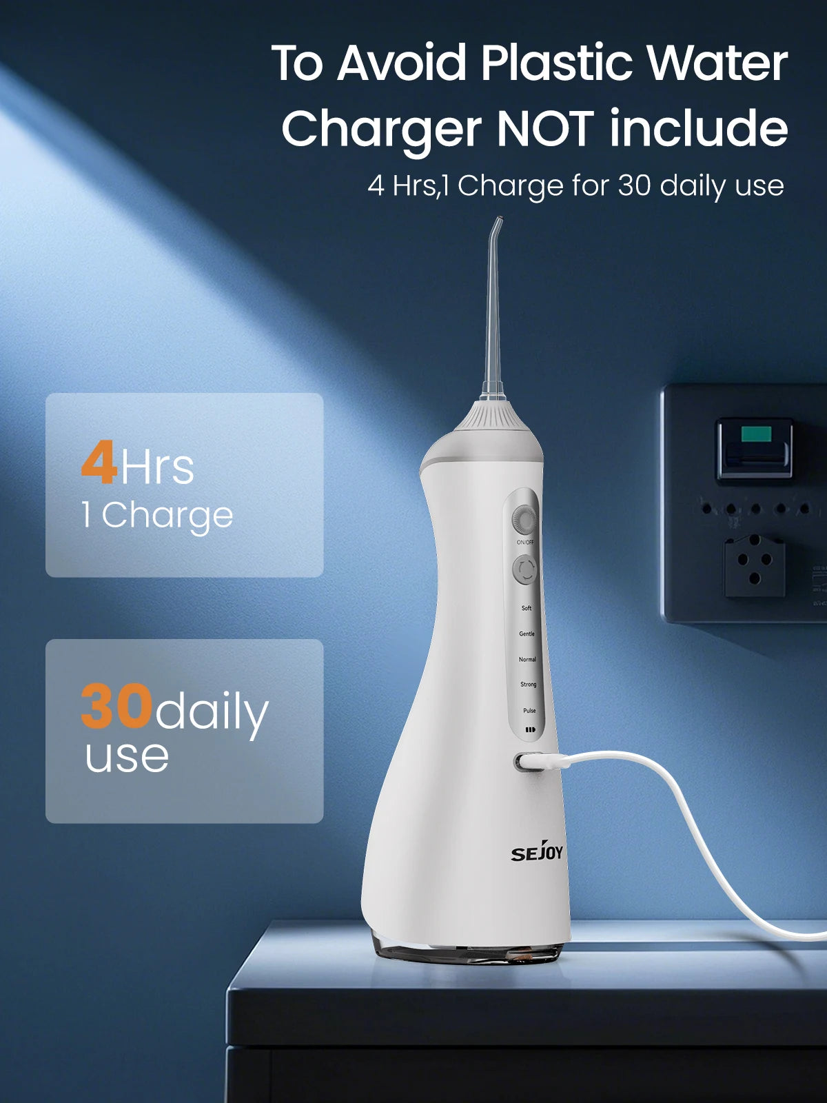 SEJOY Dental Oral lrrigator for Men Women Teeth Cleaner Portable Dental Water Flosser 4 Modes IPX7 Mouth Washing Machine