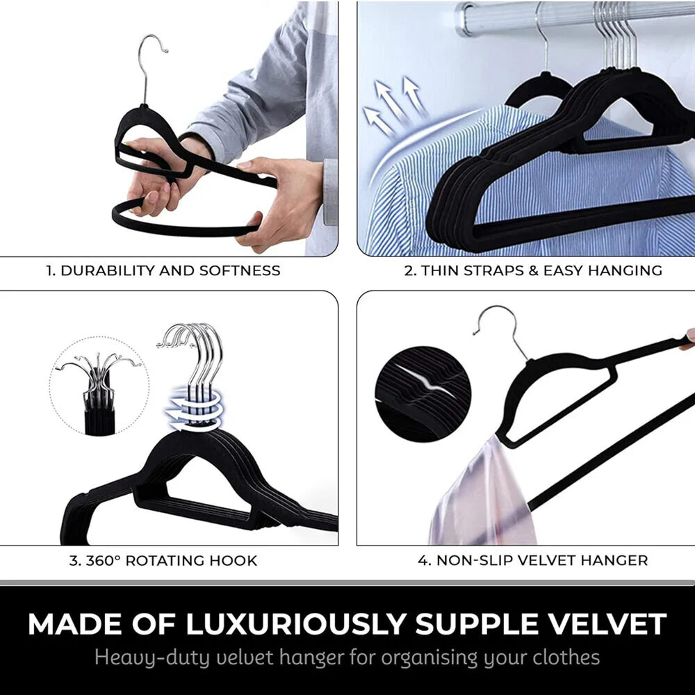 Coat Clothes Clothing Veet Velour Non Slip Flocked Trouser Hangers UK