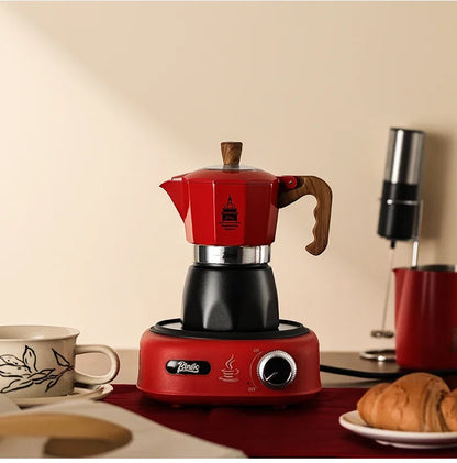 Bincoo Double Valve Coffee Moka Pot Espresso Machine Electric Stove Brewed Coffee Italian Home Outdoor Barista Accessories 220V