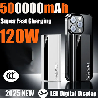 Lenovo 120W 500000mAh Power Bank High Capacity Super Fast Charge Portable External Battery PowerBank For iphone Samsung 2026 New