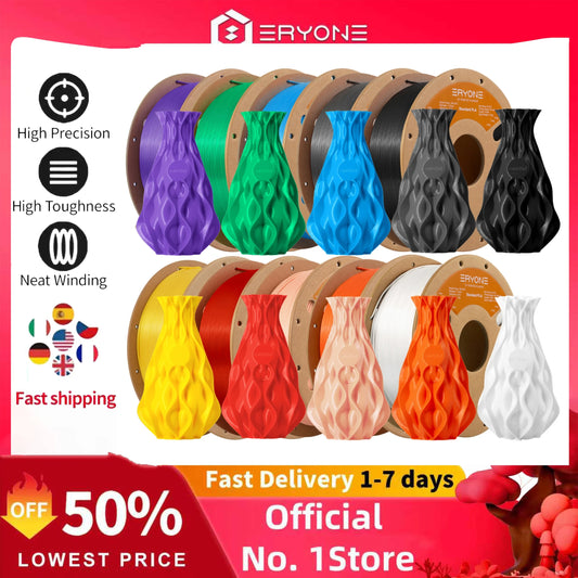 ERYONE 1/5/10KG Standard PLA Premium Filament 1.75mm 3D Print, Multicolor Available,big sale 1kg pla filament,1kg/spool
