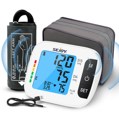 Sejoy DBP Blood Pressure Monitor Upper Arm Automatic BP Cuff Machine with LED Display for Home Use Health Care