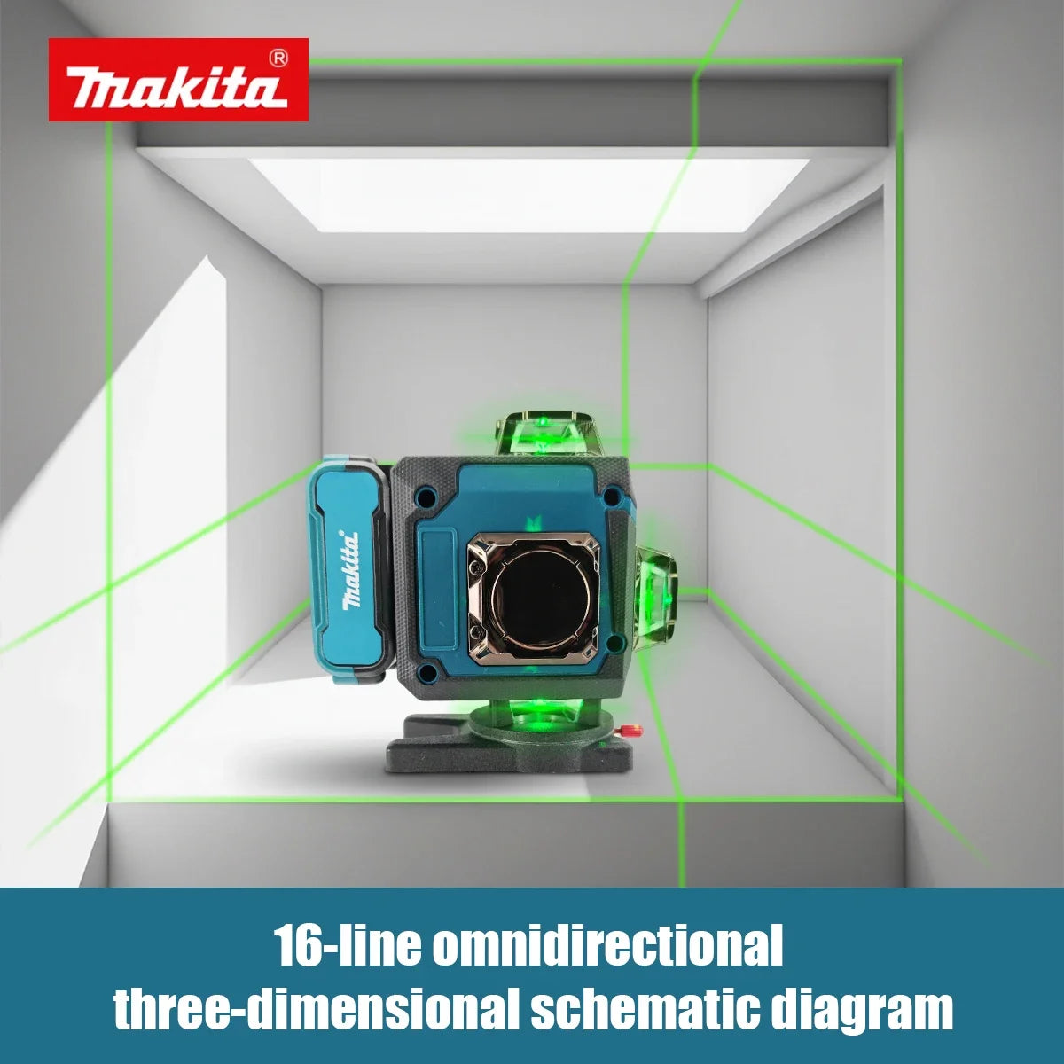 Makita Electric Tool 360-Degree X4 16-Line Outdoor Laser Level Self-Levelling Vertical Cross-Line Tool for Precision Measurement