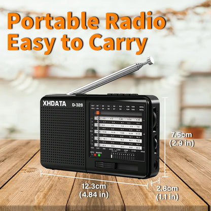 XHDATA D-368/ D-328 Portable Radio FM1-2/AM/SW 12 Band MP3 Player Bluetooth/TF Card With Headphone Jack For Elder Easy Use
