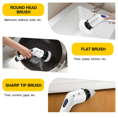 WEIRONG - Household 3 In 1 Electric Cleaning Brush Cordless Rechargeable Shower Washer White Spin Scrubber Quickly Clean Dirty