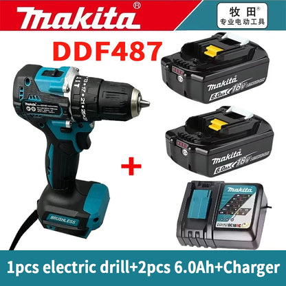 Makita DDF487 10mm brushless household 18V lithium-ion charging impact drill,high torque electric screwdriver Makita 18V Battery